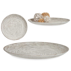 PRATO MADEIRA DECORAÇAO ESPIRAL BRANCO 35 CM 