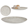 WHITE SPIRAL DECORATION WOOD PLATE 35CM