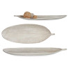 WOOD TRAY DECORATION WHITE LEAF