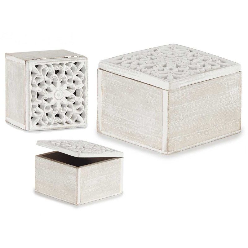 CASSA INTAGLIATA NEL LEGNO QUADRATA BIANCA