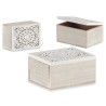 CAIXA RECTANGULAR PERFURADA BRANCA EM MADEIRA 