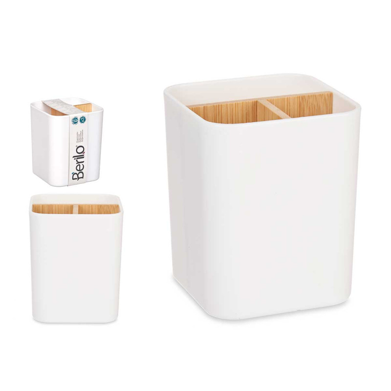 SQUARE ORGANISER 3 COMPARTMENTS BAMBOO WHITE