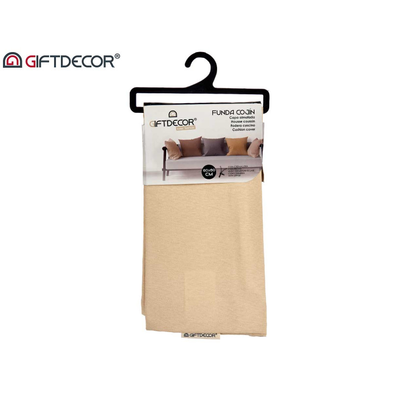 60X60CM PILLOW CASE WITH ZIP ECRU 