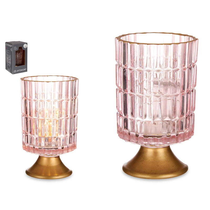 LANTERNA LED BASE METALLO ROSA