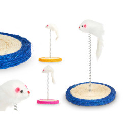 CAT SCRATCHER ROPE SPRING MOUSE ASSORT 3 COLOURS