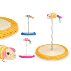 CAT SCRATCHER MOUSE ROPE SPRING  ASSORT 3 COLOURS