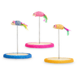 CAT SCRATCHER MOUSE ROPE SPRING  ASSORT 3 COLOURS