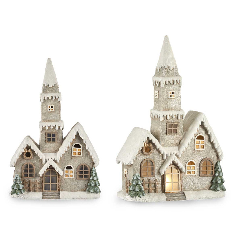 CASA DI NATALE GRIGIO MEDIO CON TORRE LUCE LED