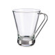 TAZA VIDRIO CON ASA METAL 200 ML CAFE CON LECHE