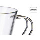 TAZA VIDRIO CON ASA METAL 200 ML CAFE CON LECHE