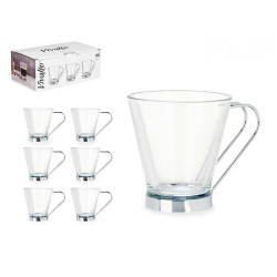 TAZA VIDRIO CON ASA METAL 85 ML CAFE
