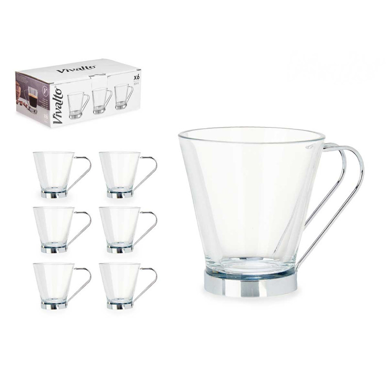 TAZZA IN VETRO C MANICO METALLO 85 ML CAFFÈ