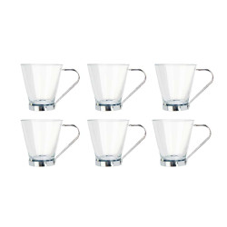 TAZZA IN VETRO C MANICO METALLO 85 ML CAFFÈ
