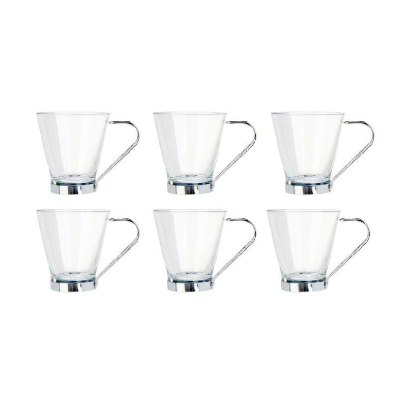 TAZA VIDRIO CON ASA METAL 85 ML CAFE