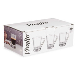 TAZZA IN VETRO C MANICO METALLO 85 ML CAFFÈ