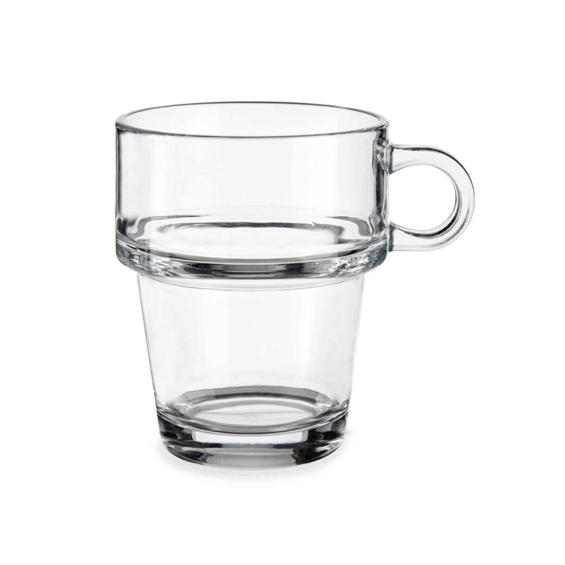 GLASS MUG STACKABLE 270 ML WITH HANDLE