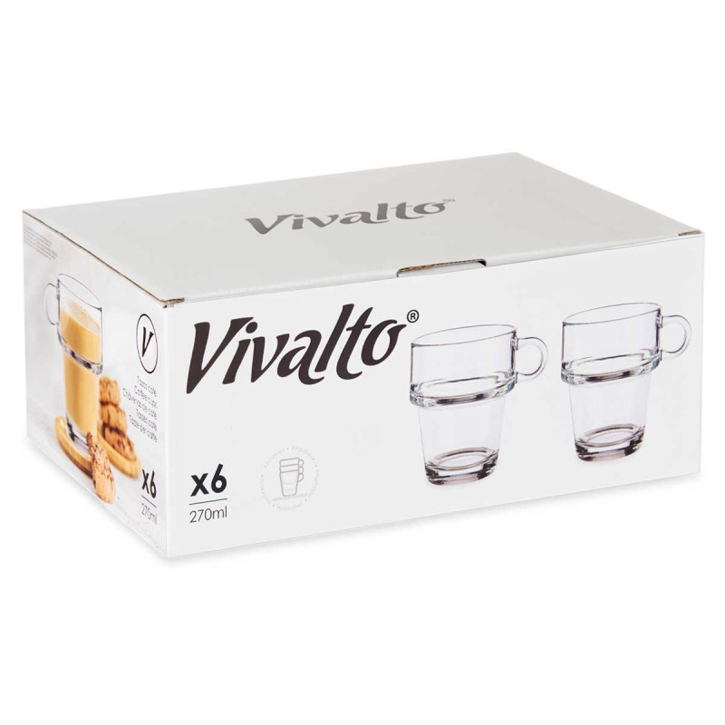 GLASS MUG STACKABLE 270 ML WITH HANDLE