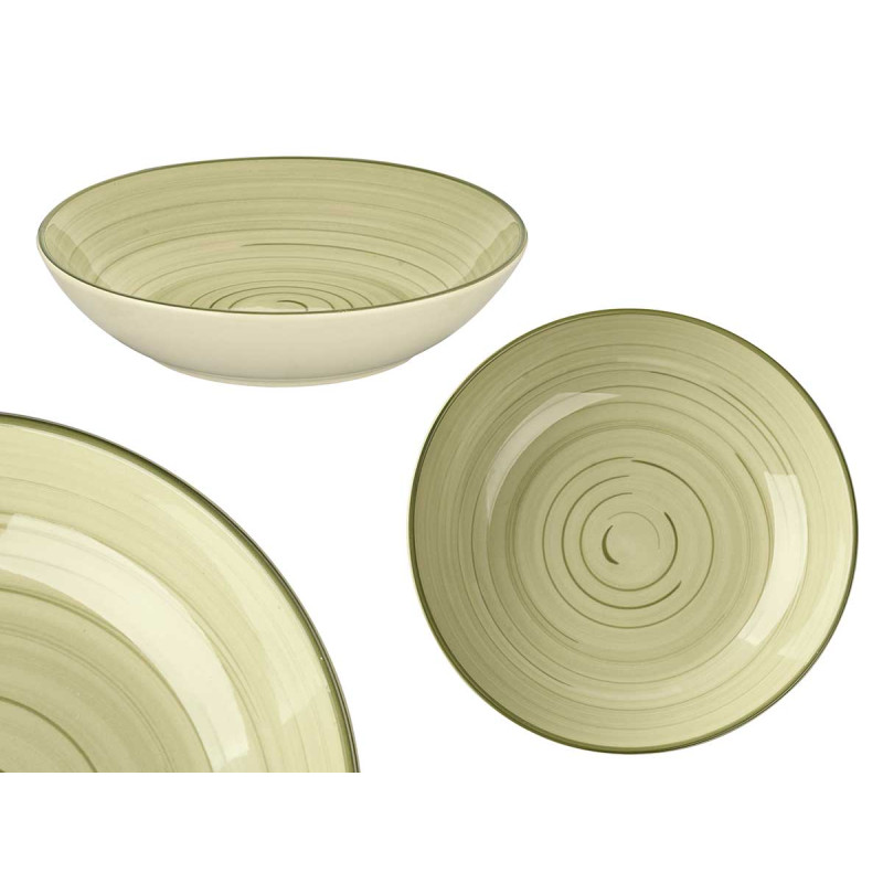 ASSIETTE CREUSE 21 CM SPIRAL VERT OLIVE