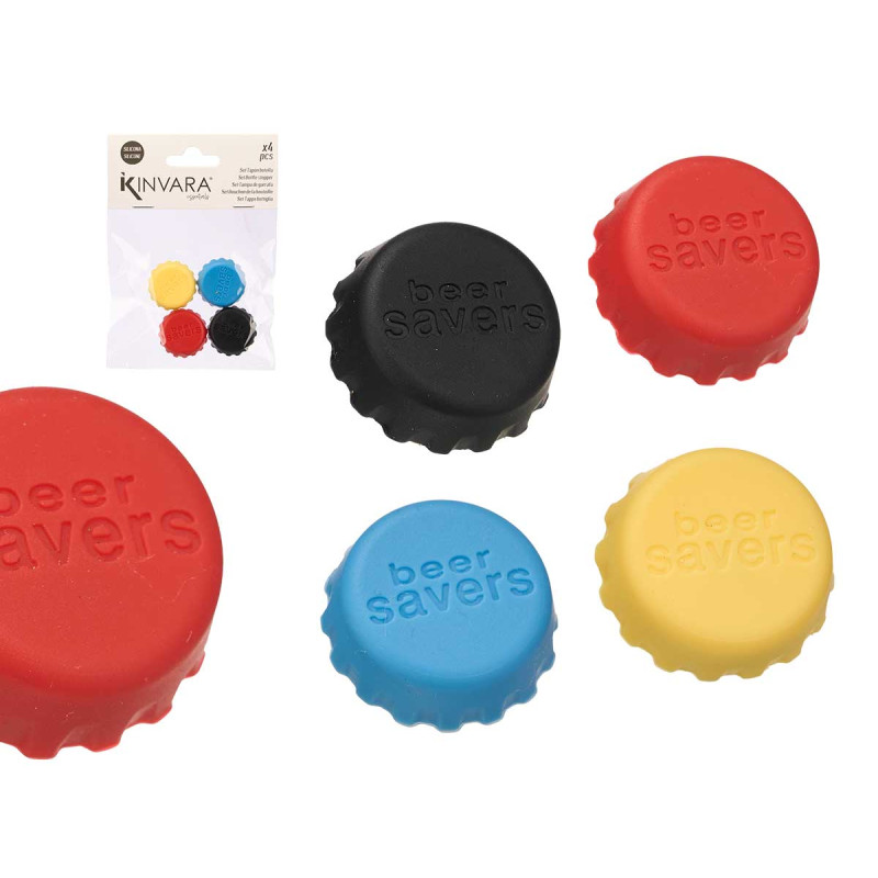 SET 4 SILICONE BOTTLE CAPS ASSORT 4 