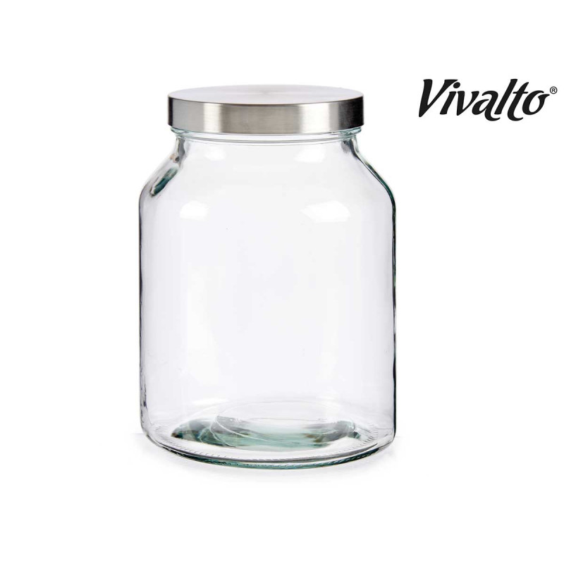 CONTENITORE IN VETRO CON COPERTURA IN METALLO