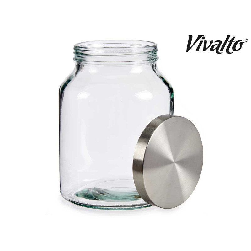 CONTENITORE IN VETRO CON COPERTURA IN METALLO