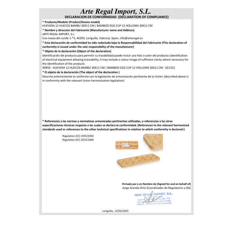 CAIXA BAMBU PARA 12 OVOS 40 CM