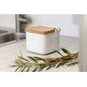 SALIÈRE CÉRAMIQUE BLANC COUVERCLE BAMBOU