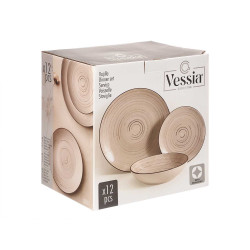 SERVIÇO DE MESA 12 PEÇAS ESPIRAL COR TERRA