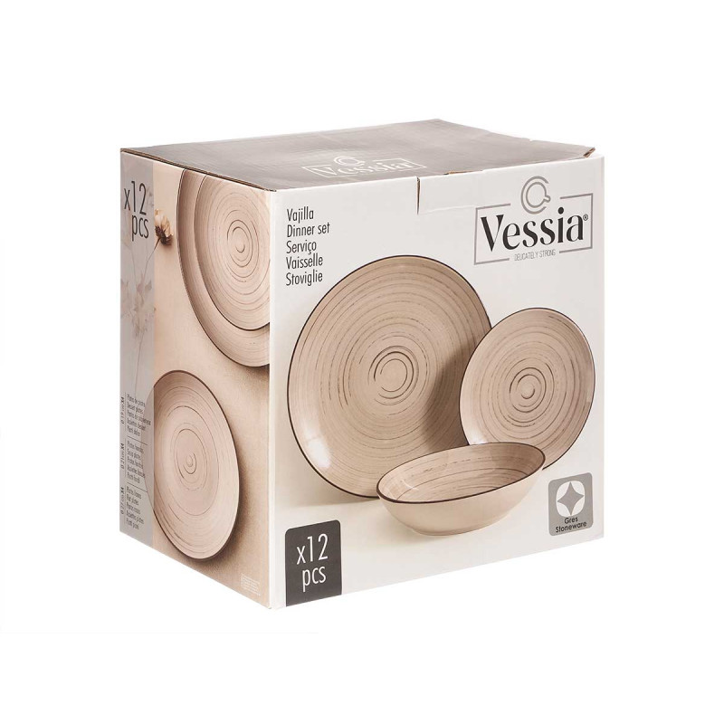 SERVIÇO DE MESA 12 PEÇAS ESPIRAL COR TERRA