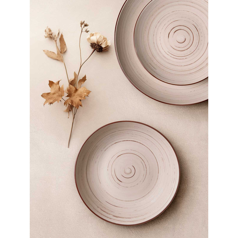 SERVIÇO DE MESA 12 PEÇAS ESPIRAL COR TERRA