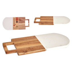 TAGLIERE IN LEGNO E MARMO BIANCO CON MANICO