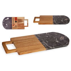 TAGLIERE IN LEGNO E MARMO NERO CON MANICO