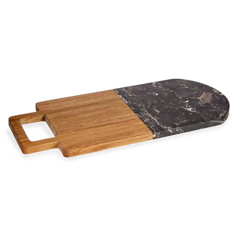 TAGLIERE IN LEGNO E MARMO NERO CON MANICO
