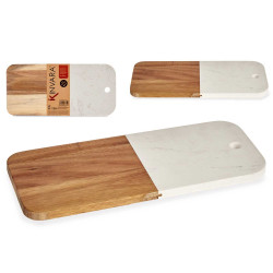 TAGLIERE IN LEGNO E MARMO BIANCO 38CM