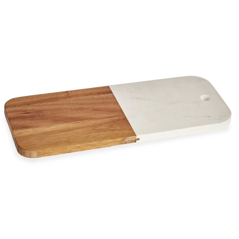 TAGLIERE IN LEGNO E MARMO BIANCO 38CM