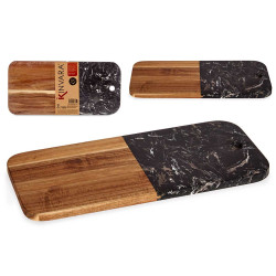 TAGLIERE IN LEGNO E MARMO NERO 38CM