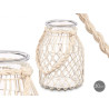 GLASS CANDLEHOLDER WITH WHITE ROPE LARGE