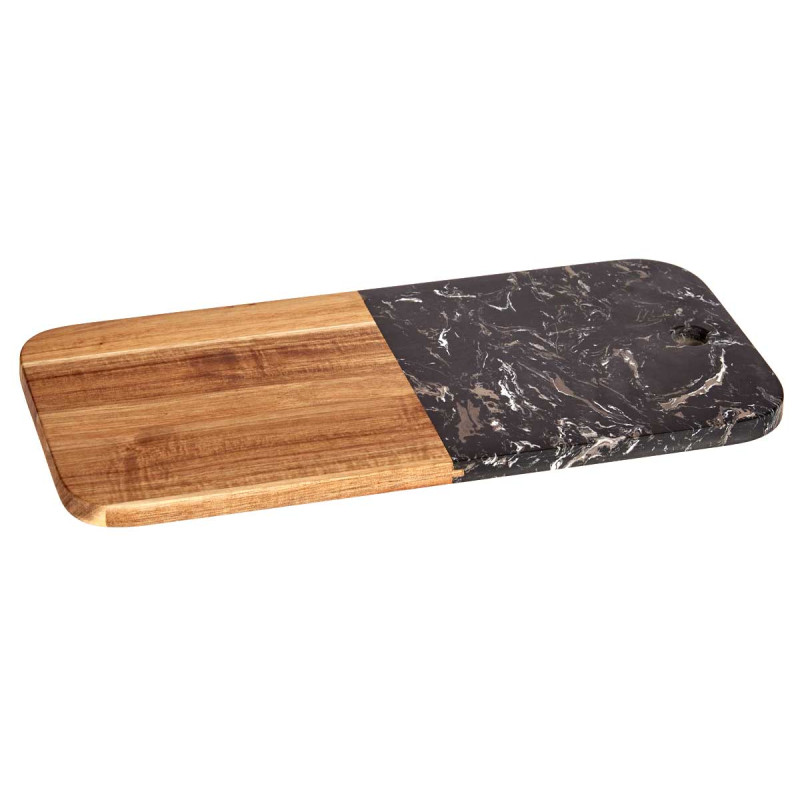 TAGLIERE IN LEGNO E MARMO NERO 38CM