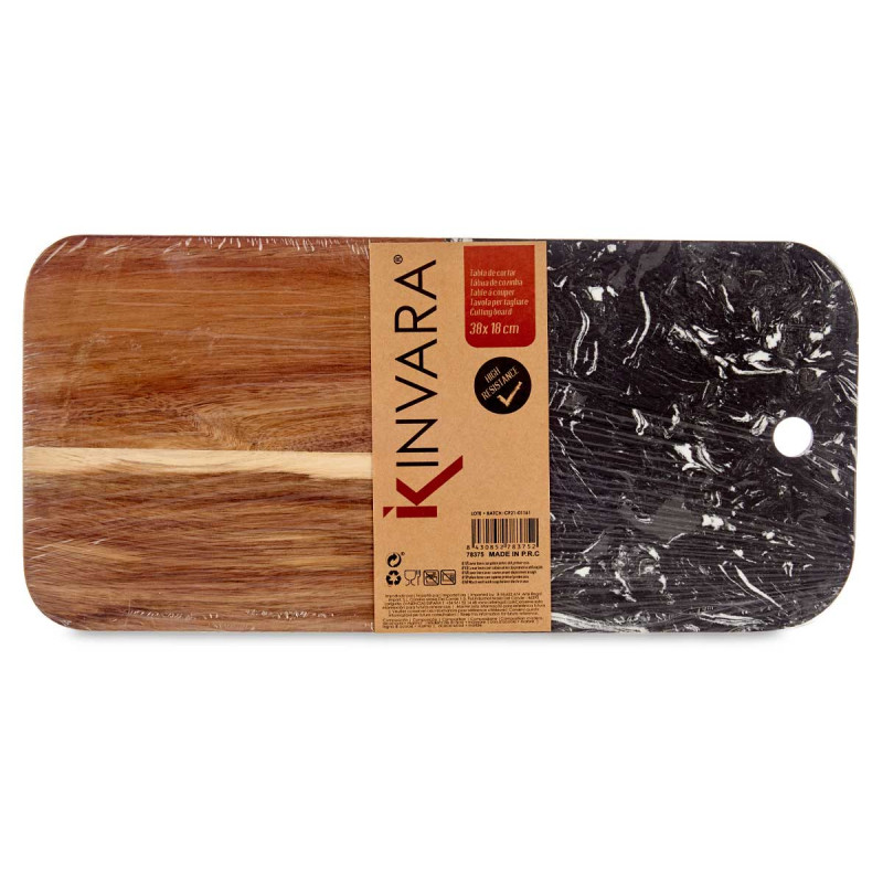 TAGLIERE IN LEGNO E MARMO NERO 38CM
