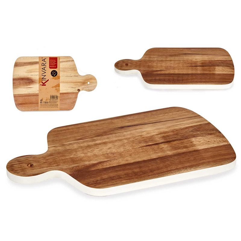 TAGLIERE IN LEGNO CON BORDO BIANCO 40CM
