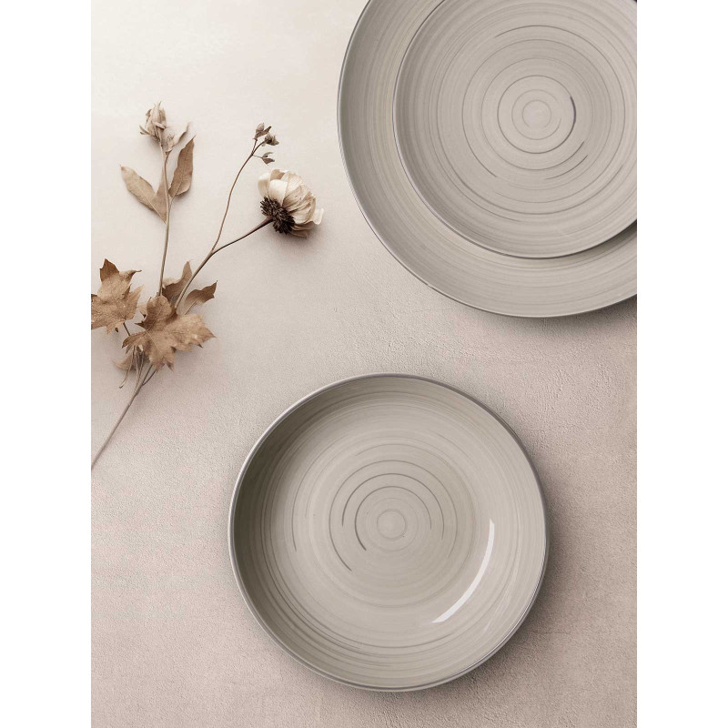 SET 12PCS TABLEWARE GRAY SPIRAL