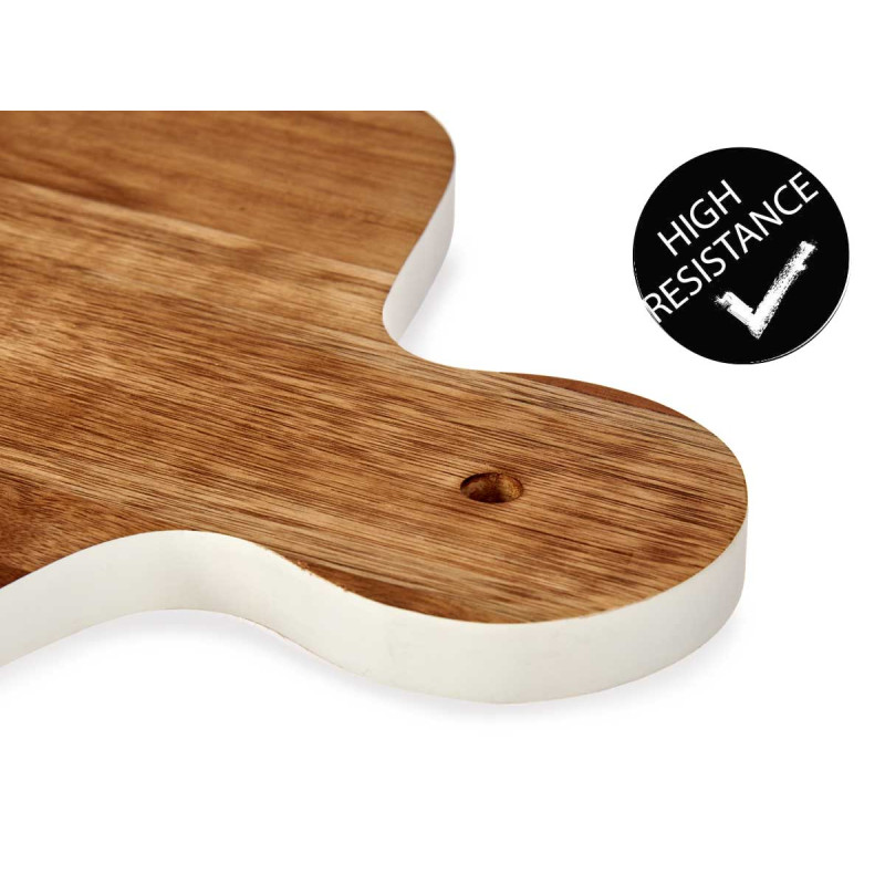 TAGLIERE IN LEGNO CON BORDO BIANCO 40CM