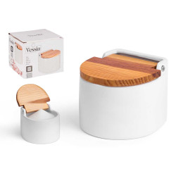 SALEIRO BRANCO SEMI CIRCULAR COM TAMPA 