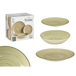 SET VAISELLE 12 PCS SPIRAL VERT OLIVE