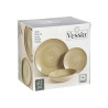 SET VAISELLE 12 PCS SPIRAL VERT OLIVE