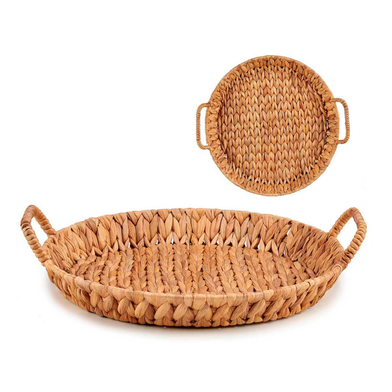 LOW ROUND STRAW CENTERPIECE DISH W HANDLE