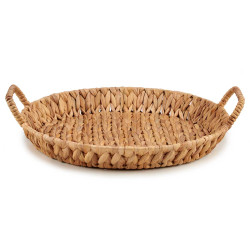 LOW ROUND STRAW CENTERPIECE DISH W HANDLE