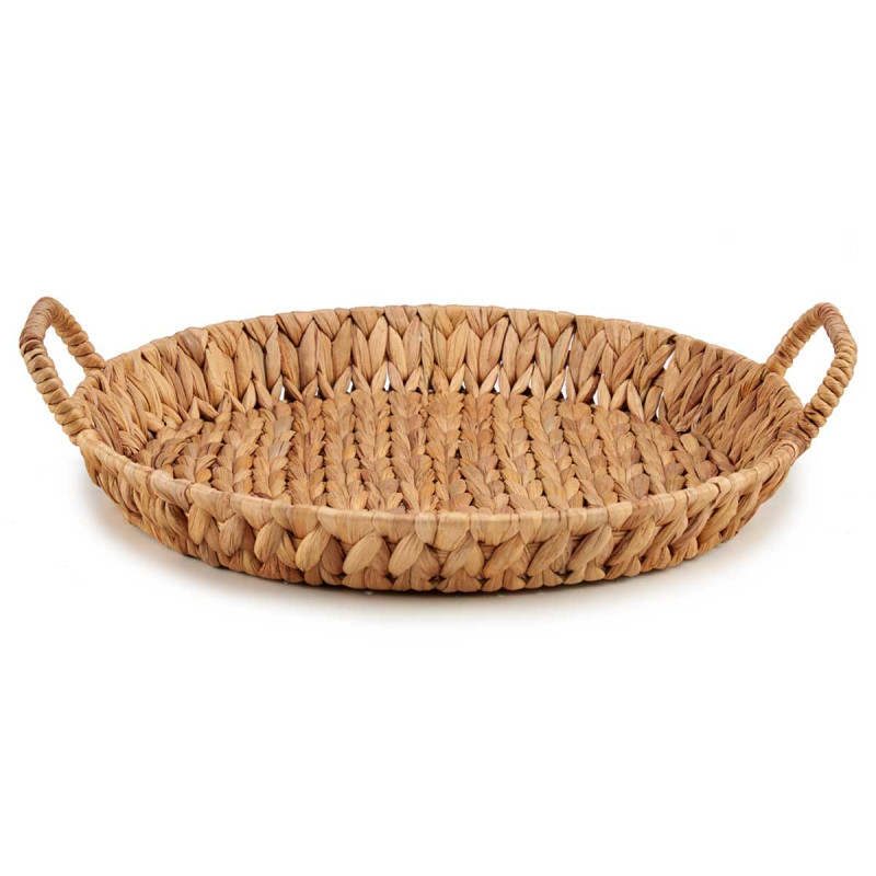 LOW ROUND STRAW CENTERPIECE DISH W HANDLE