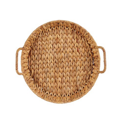 LOW ROUND STRAW CENTERPIECE DISH W HANDLE