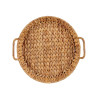 LOW ROUND STRAW CENTERPIECE DISH W HANDLE